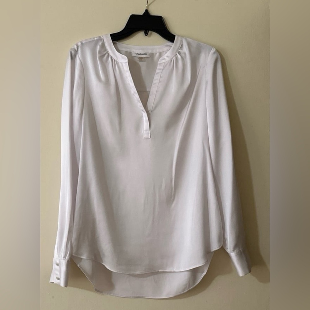Calvin Klein Solid Woven V-Neck Shirt